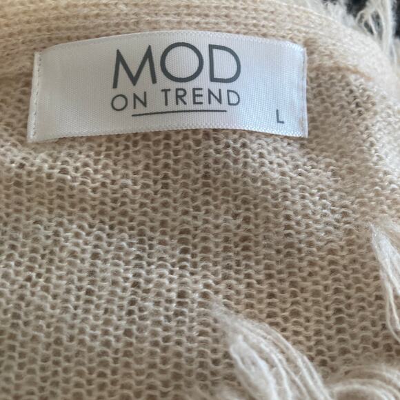 Mod on Trend Sweater Womens Large Beige Wool Mohair Blend Pullover - Picture 5 of 10